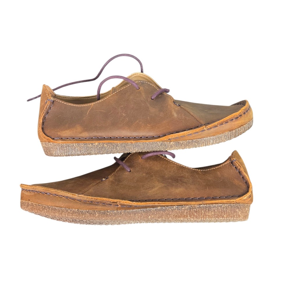 Clarks Janey Mae Oxford Lace Up Brown Leather Shoes Casual Comfort Womens 8.5 M - Picture 4 of 16